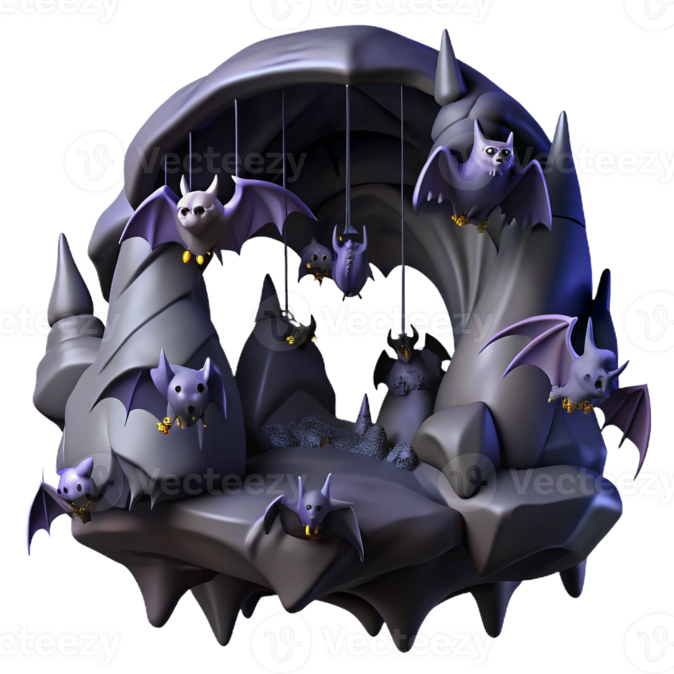 beautiful abstract A colony of bats hanging in a cave, dark and mysterious atmosphere, gothic style 4K png