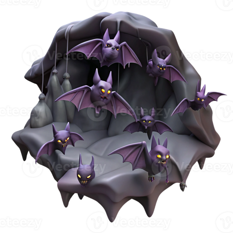 impressive traditional A colony of bats hanging in a cave, dark and mysterious atmosphere, gothic style high resolution png