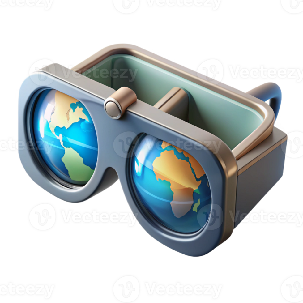 wonderful traditional A pair of augmented reality glasses projecting a holographic map of the world, sharp focus on the intricate lens design, futuristic and minimalist style authentic png