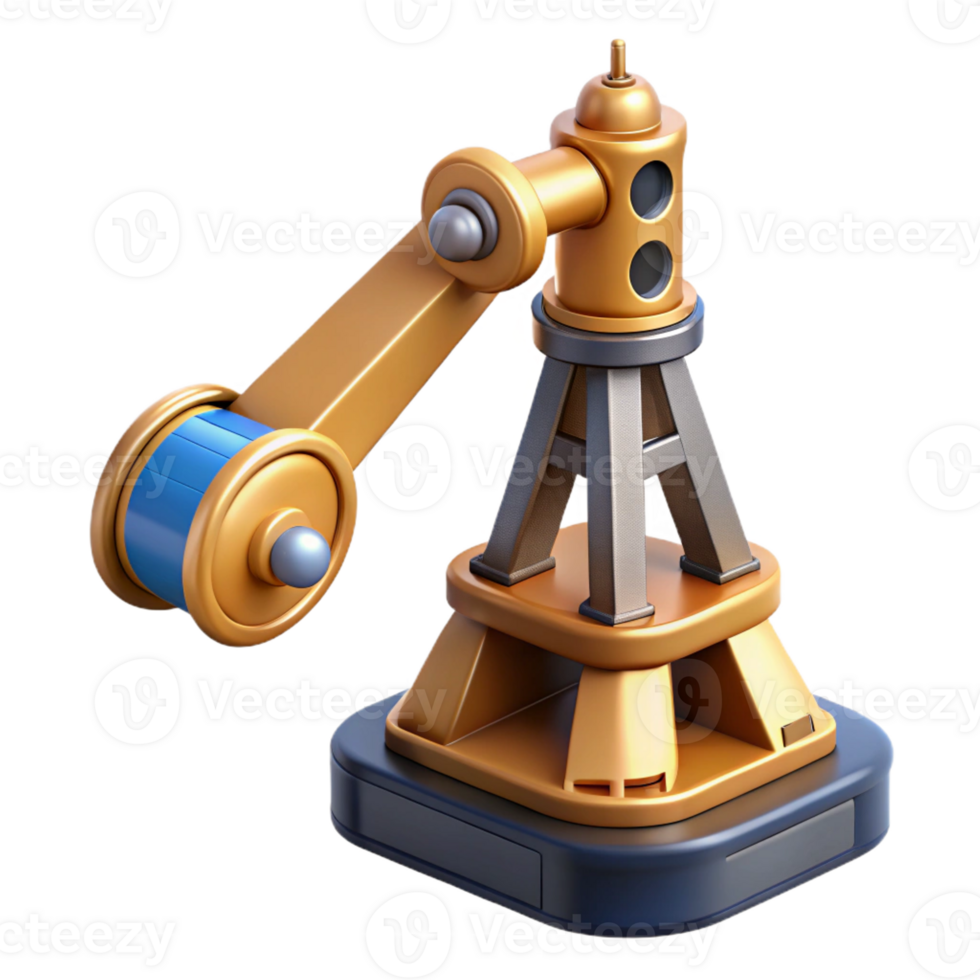stunning abstract A robotic arm assembling a miniature replica of the Eiffel Tower, precise and detailed illustration, studio lighting high resolution png