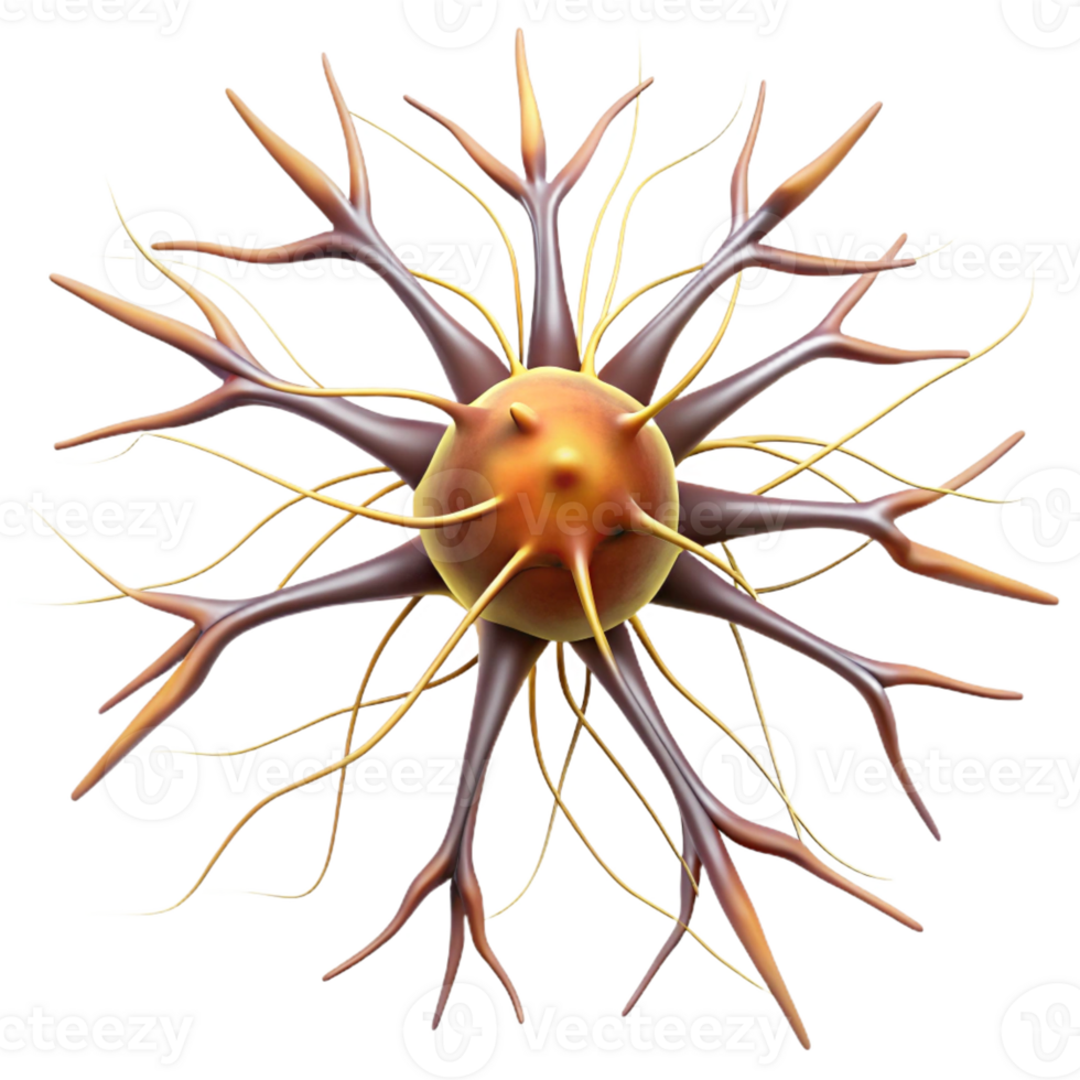 magnificent traditional A single human neuron firing, intricate connections and electrical impulses, scientific illustration style 4K png