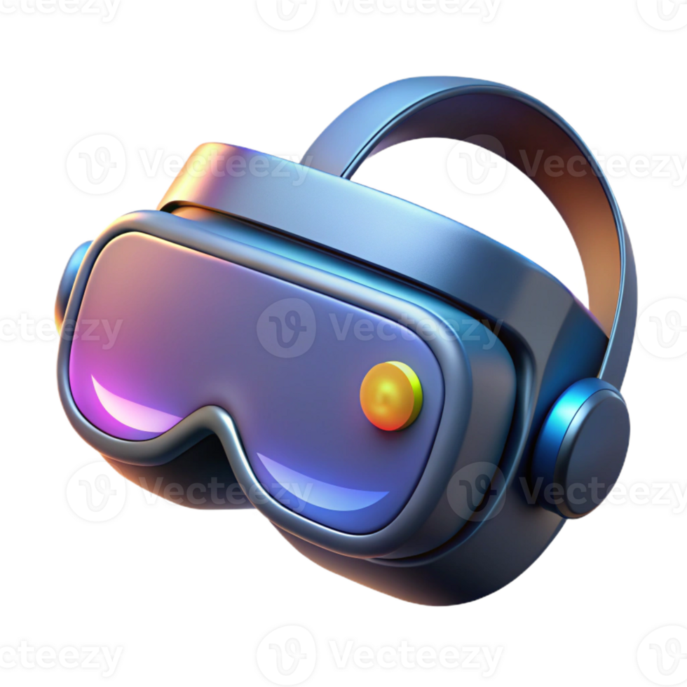 magnificent abstract A virtual reality headset with glowing lenses, sleek and modern design, studio lighting high quality png