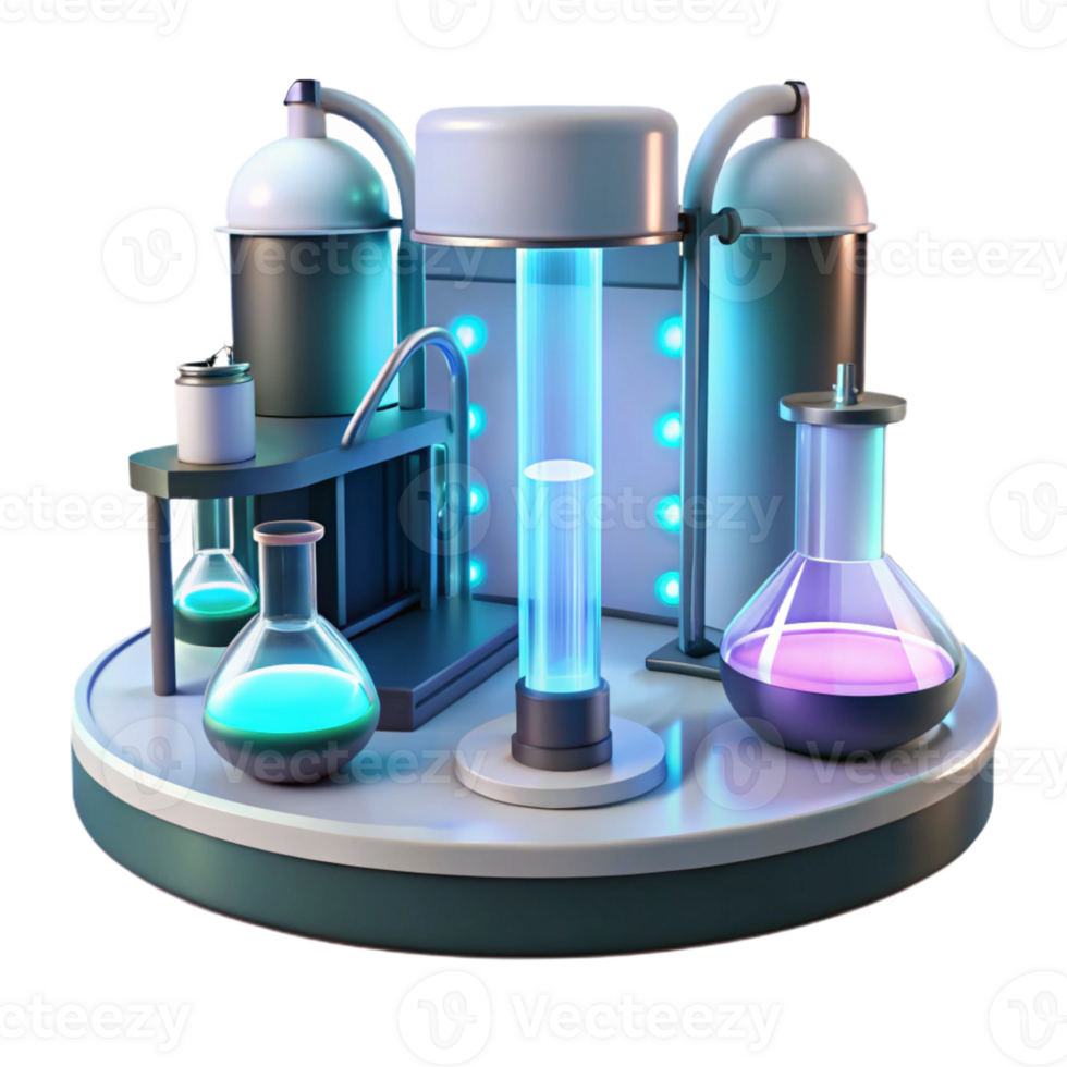 dramatic modern A futuristic laboratory with glowing equipment and test tubes, sterile and scientific, bright white light exclusive png