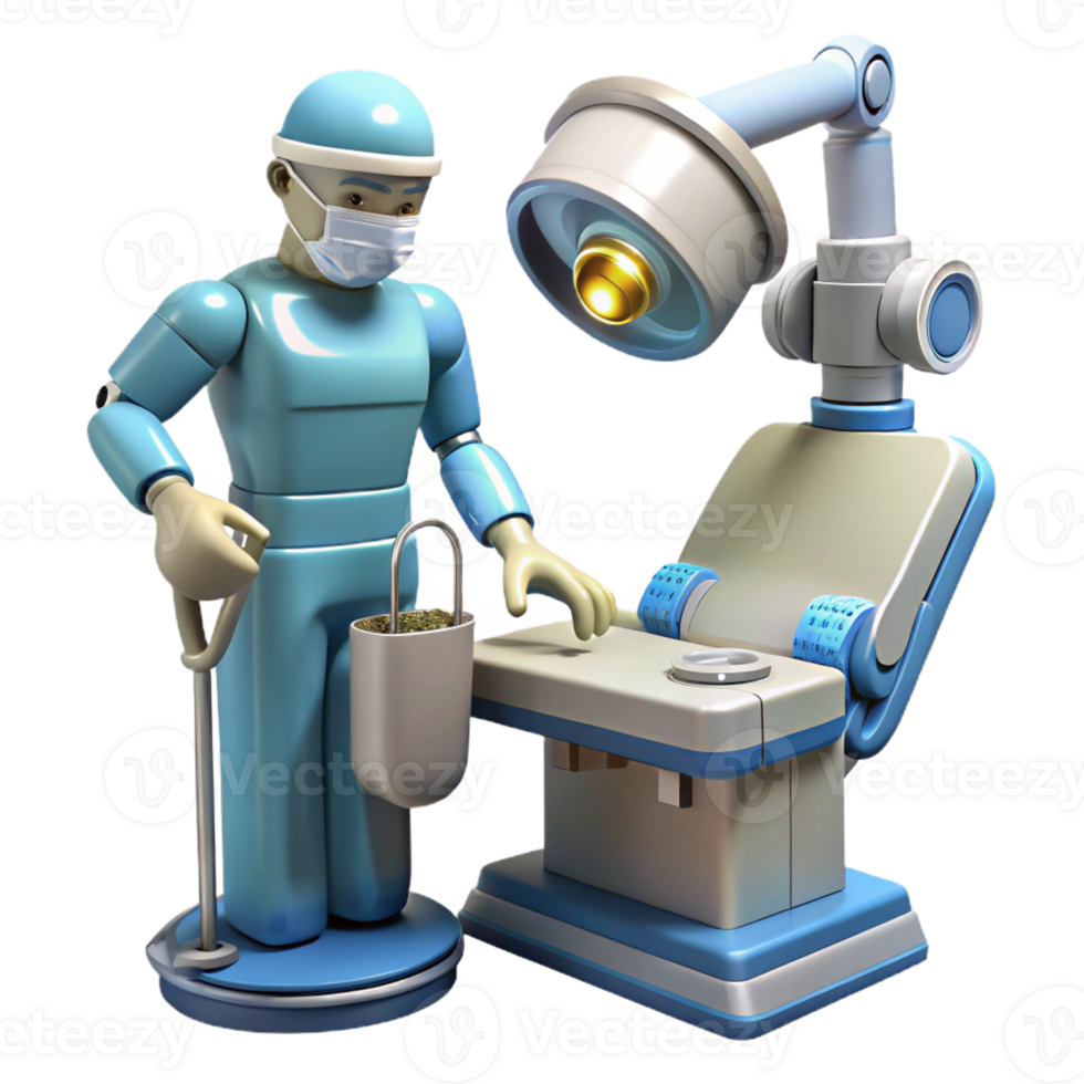 vibrant minimalist A robotic surgeon performing a complex operation, precise and detailed, operating room lighting original png
