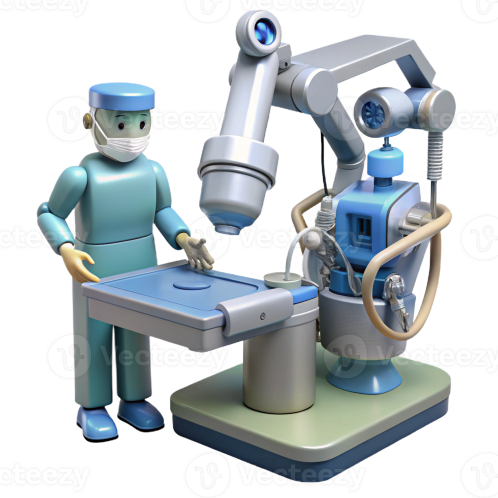 serene artistic A robotic surgeon performing a complex operation, precise and detailed, operating room lighting premium png