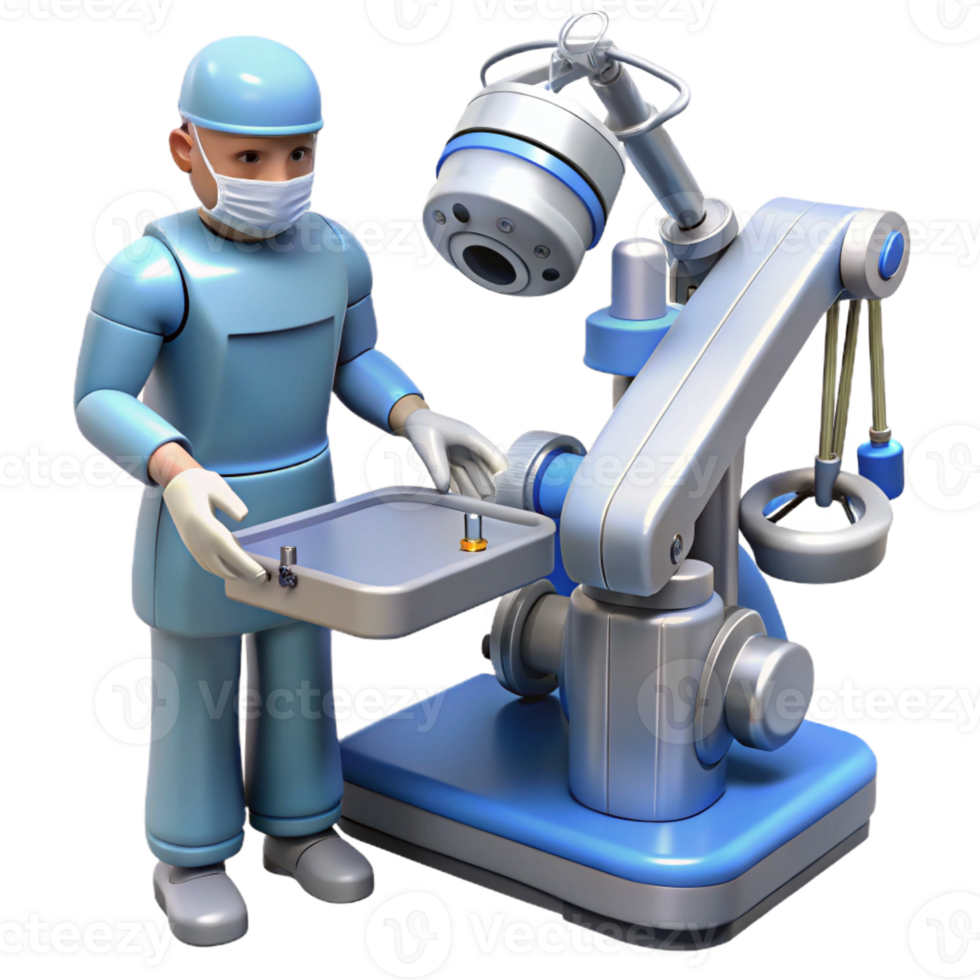 extraordinary modern A robotic surgeon performing a complex operation, precise and detailed, operating room lighting high quality png