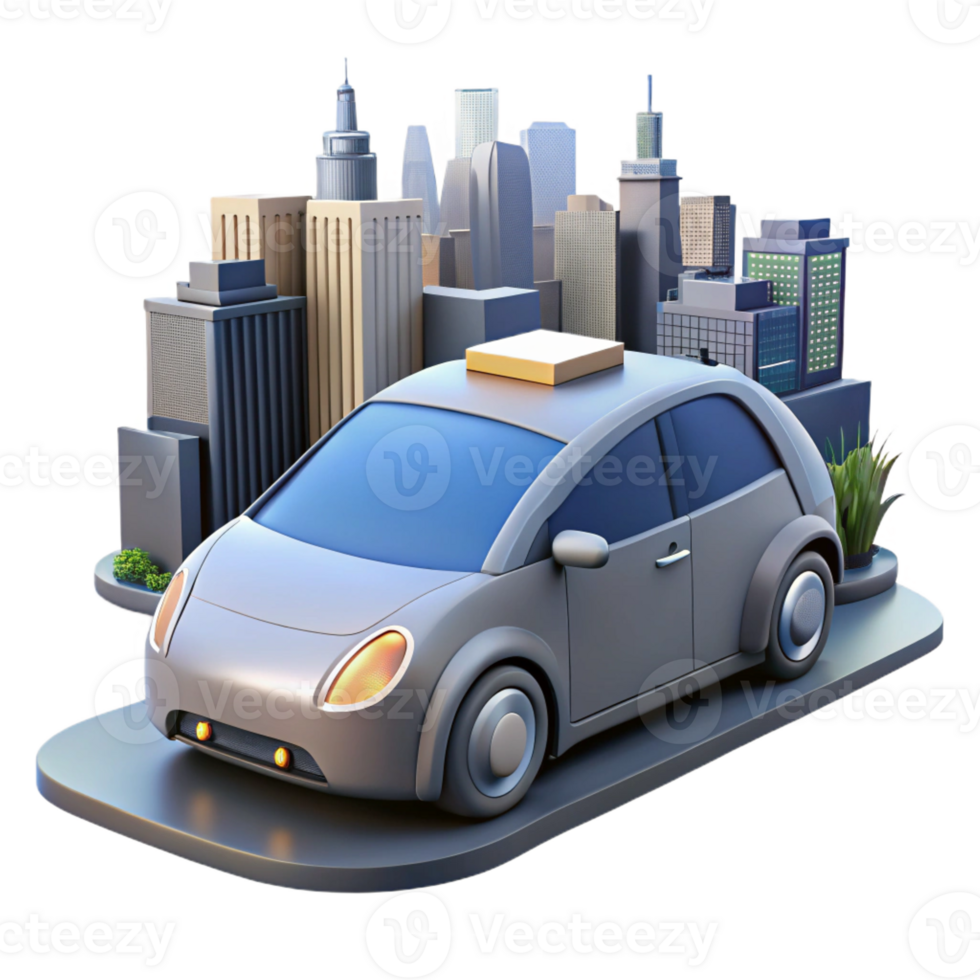 elegant vintage A self-driving car navigating a busy city street, sleek and modern design, realistic and detailed original png