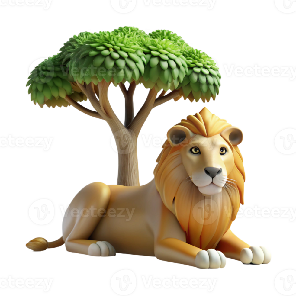 serene traditional A regal lion pride resting beneath the shade of an acacia tree in the golden light of the African savanna, painted in the style of classical realism exclusive png