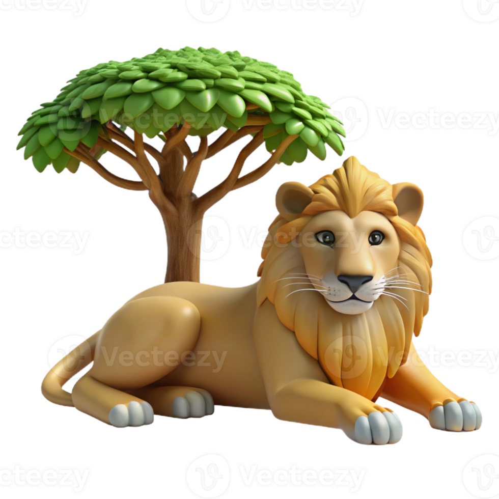 impressive vintage A regal lion pride resting beneath the shade of an acacia tree in the golden light of the African savanna, painted in the style of classical realism premium png