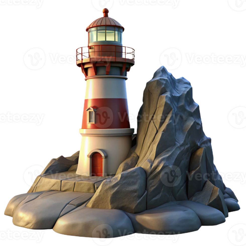 extraordinary abstract A solitary lighthouse on a rocky cliff, stormy weather, dramatic lighting, realistic painting style detailed png