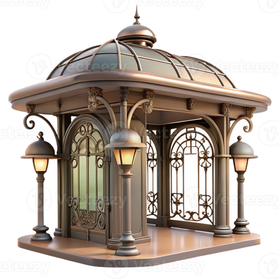 extraordinary contemporary Art Nouveau metro station, ornate ironwork, soft diffused light, vintage style 4K png