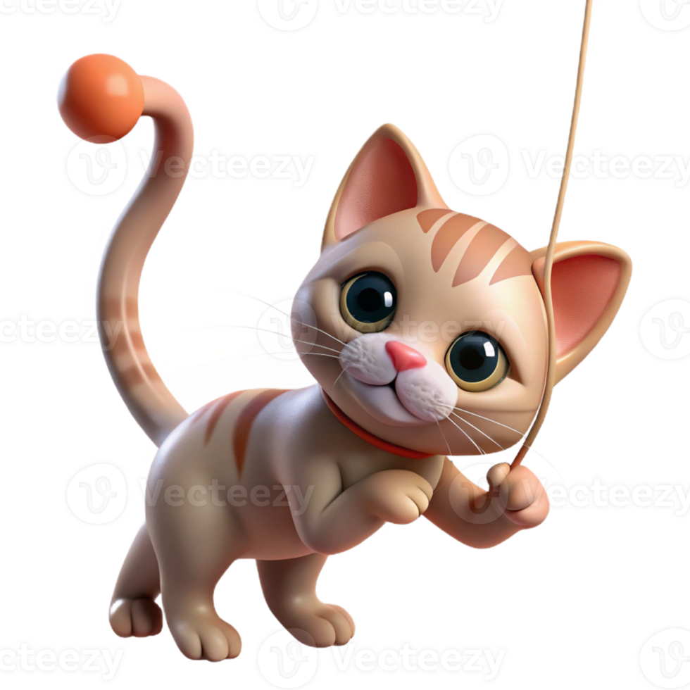 magnificent contemporary A playful kitten batting at a dangling string, captured in a close-up shot with soft, natural lighting and shallow depth of field high resolution png
