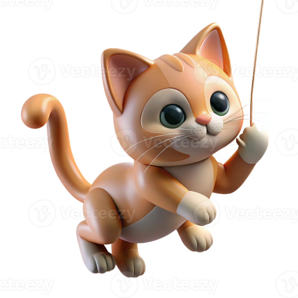magnificent rustic A playful kitten batting at a dangling string, captured in a close-up shot with soft, natural lighting and shallow depth of field detailed png
