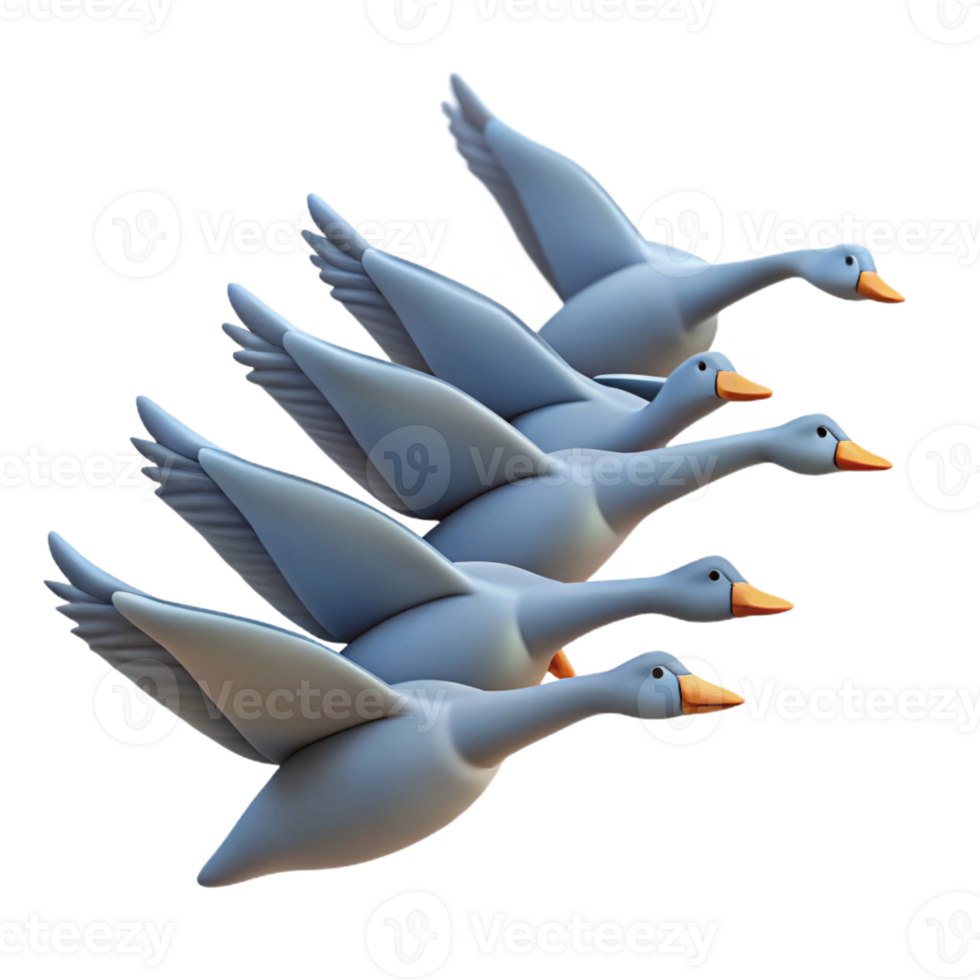 beautiful rustic A flock of migrating geese flying in a V-formation against a vibrant sunset sky, depicted in a minimalist, graphic style premium png