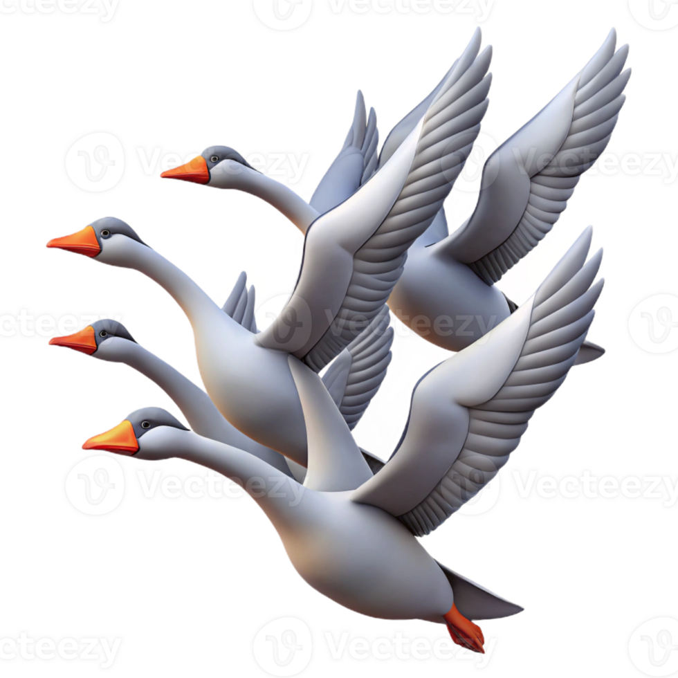 beautiful creative A flock of migrating geese flying in a V-formation against a vibrant sunset sky, depicted in a minimalist, graphic style high quality png