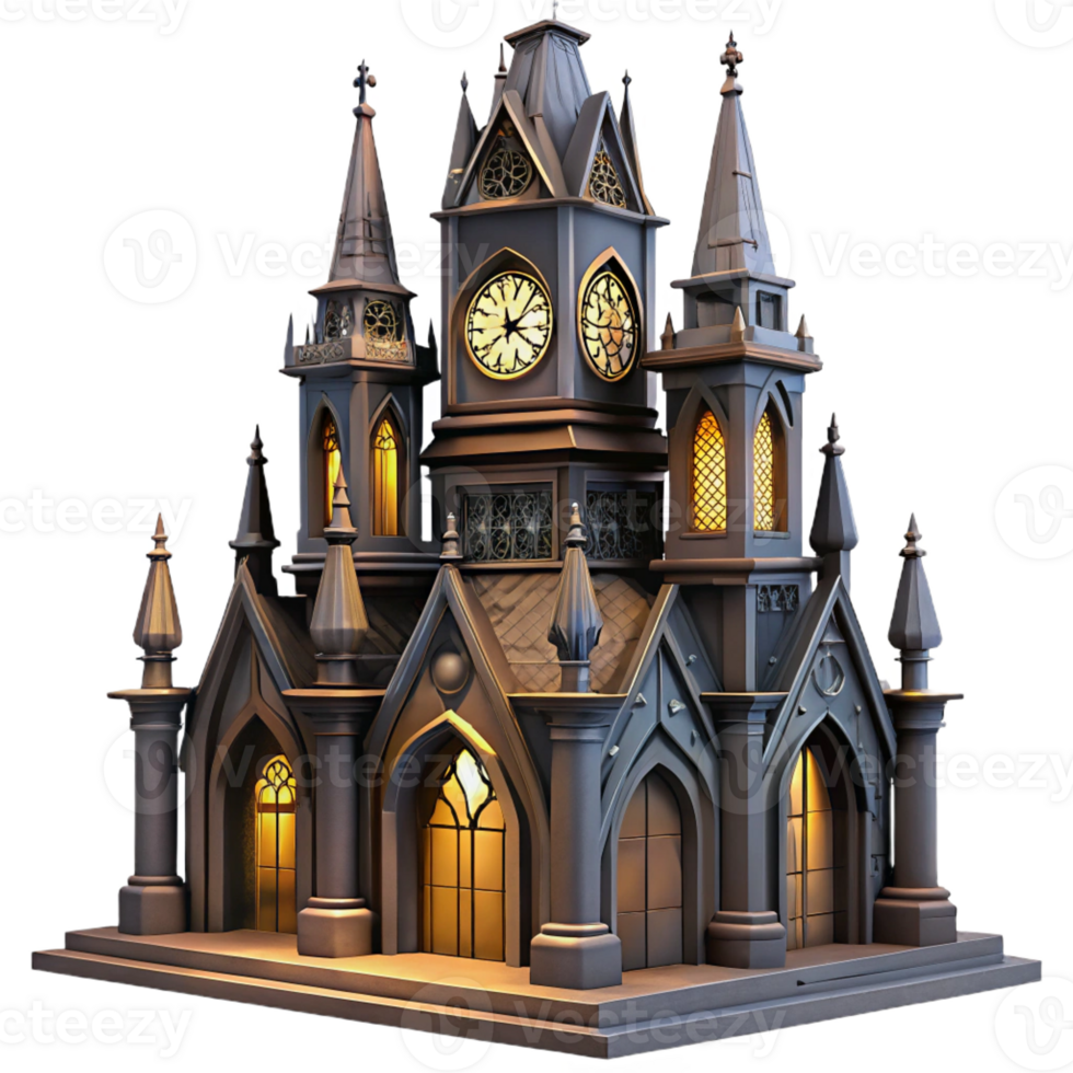 beautiful vintage An intricate clock tower, gothic architecture, detailed carvings, dramatic night lighting authentic png
