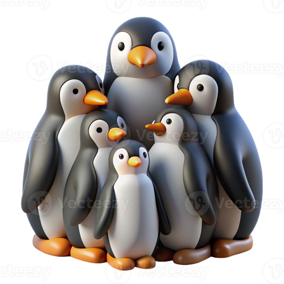 impressive traditional A colony of penguins huddled together on a snowy Antarctic landscape, illuminated by the pale sunlight, depicted in a realistic style original png