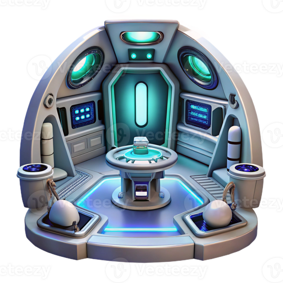 stunning modern A futuristic spaceship interior, sleek design, glowing control panels, sci-fi style genuine png