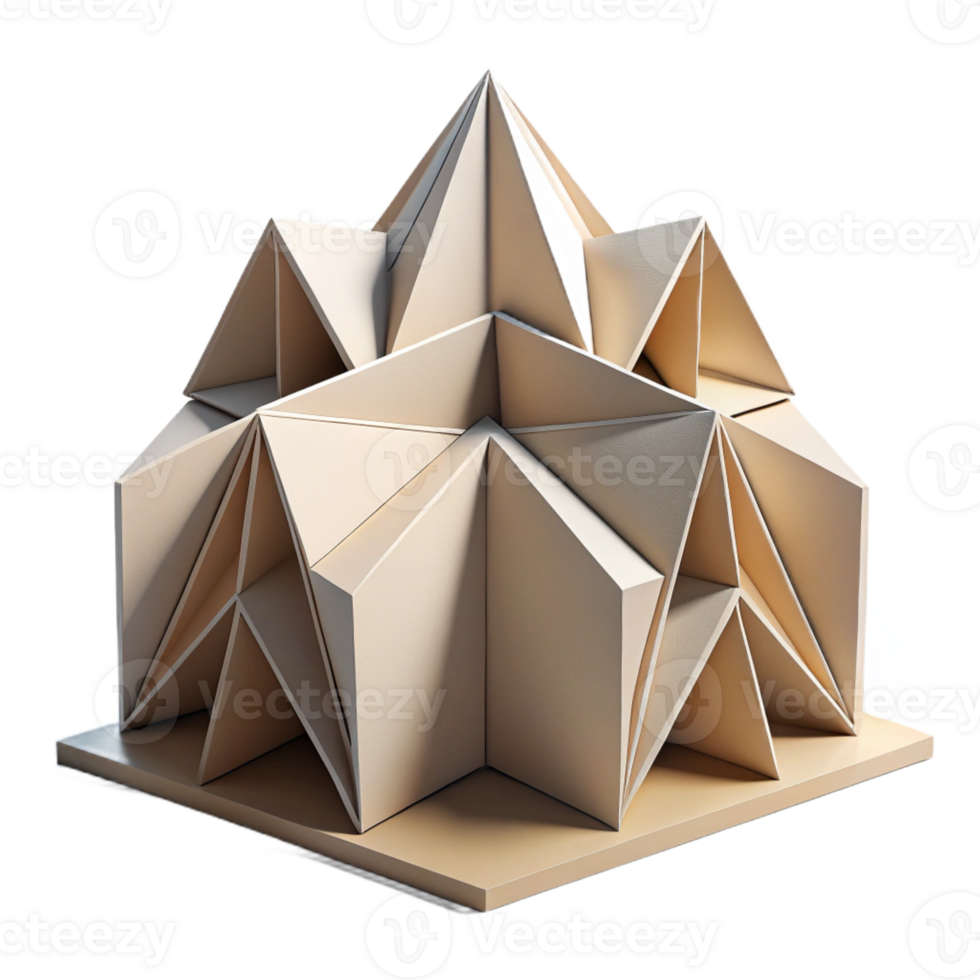 vibrant minimalist An intricate origami-inspired building, folded paper forms, soft natural light, minimalist style high quality png
