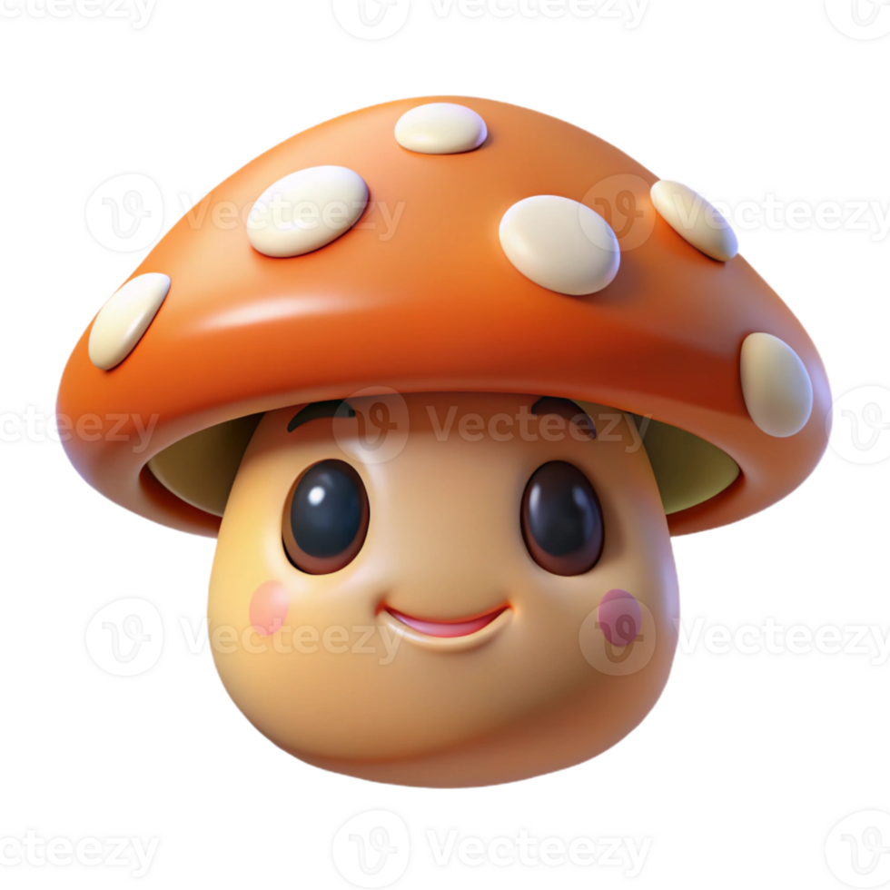 vibrant vintage A whimsical portrait of a sentient mushroom with a friendly face and sparkling eyes. Soft, diffused lighting, children's book illustration style authentic png