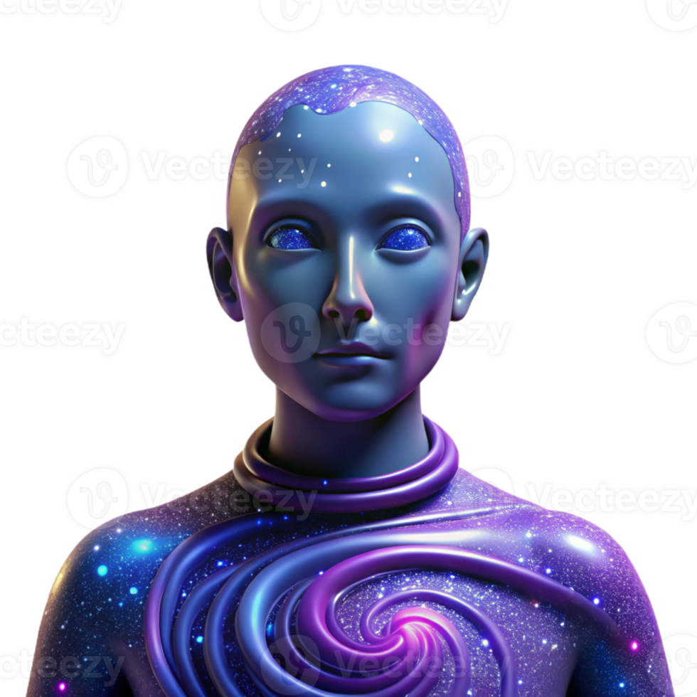 magnificent creative An abstract portrait of a person made entirely of swirling galaxies and nebulas. Cosmic lighting, surrealist style original png