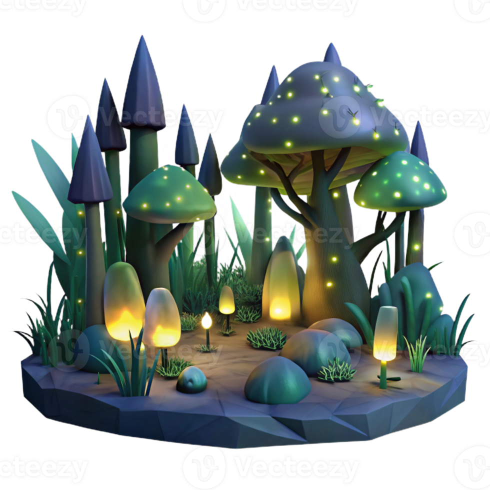 elegant abstract A group of fireflies illuminating a dark forest at night, magical, fantasy, digital painting exclusive png