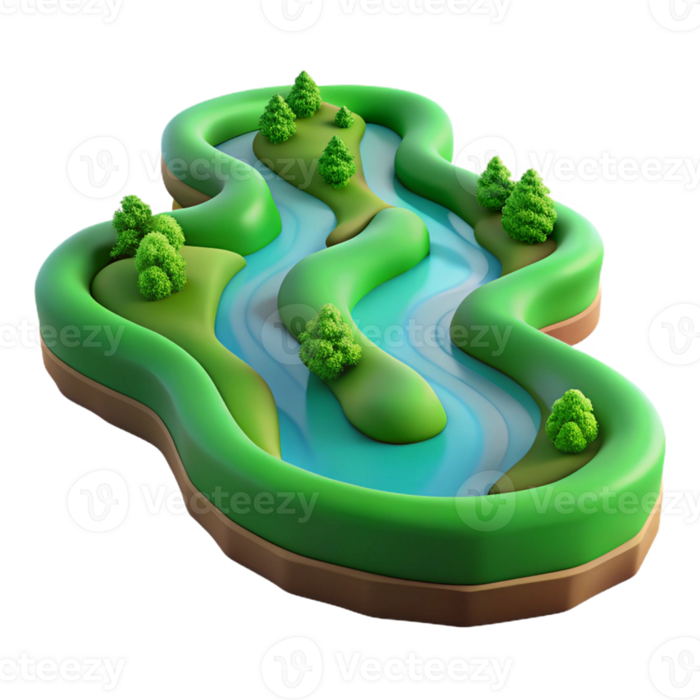 magnificent abstract A winding river flowing through a green valley, aerial view, vibrant colors, landscape photography exclusive png