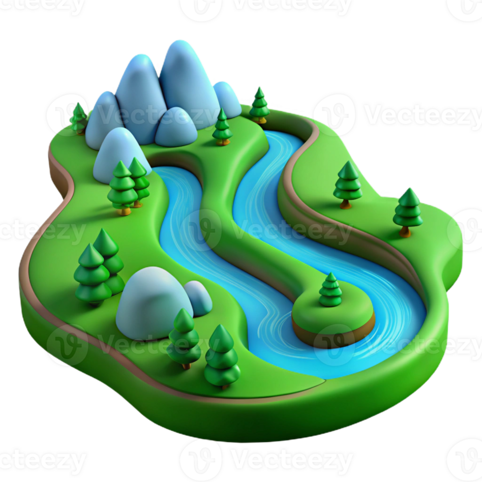 dramatic rustic A winding river flowing through a green valley, aerial view, vibrant colors, landscape photography 4K png