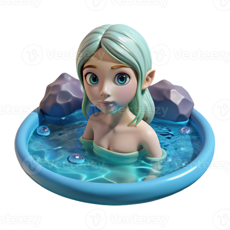 extraordinary rustic A playful water nymph swimming in a crystal-clear pond, serene and tranquil lighting, digital art style genuine png