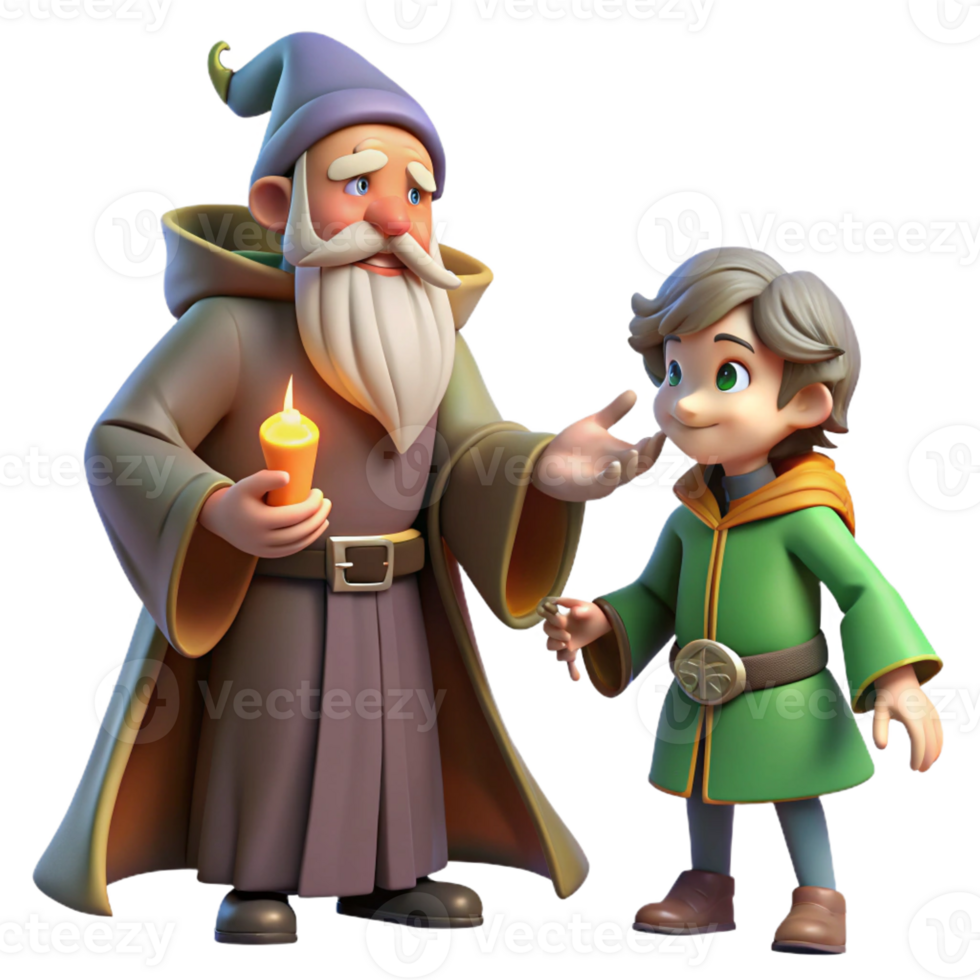beautiful abstract A wise old wizard teaching a young apprentice, warm and inviting lighting, fantasy art style original png