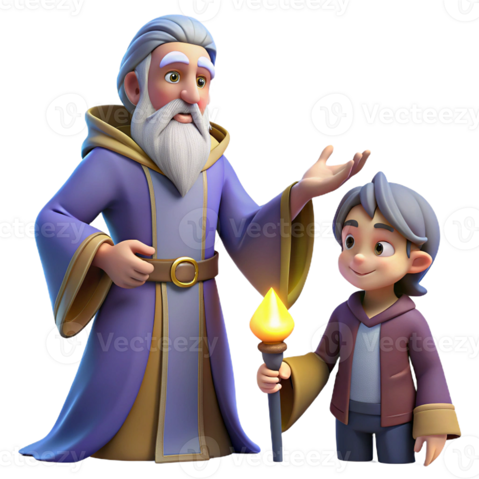 vibrant rustic A wise old wizard teaching a young apprentice, warm and inviting lighting, fantasy art style high resolution png