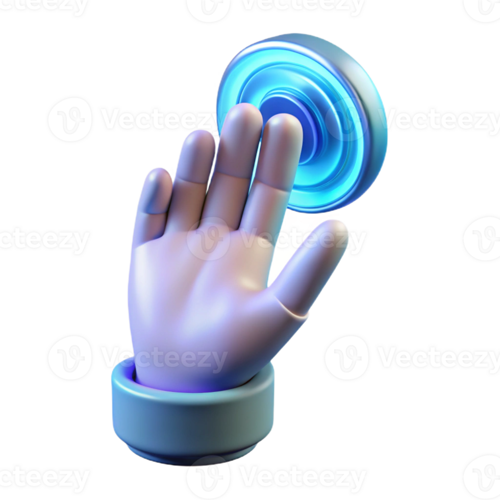 magnificent vintage A human hand reaching out to touch a holographic interface, soft blue lighting, futuristic and minimalist style detailed png
