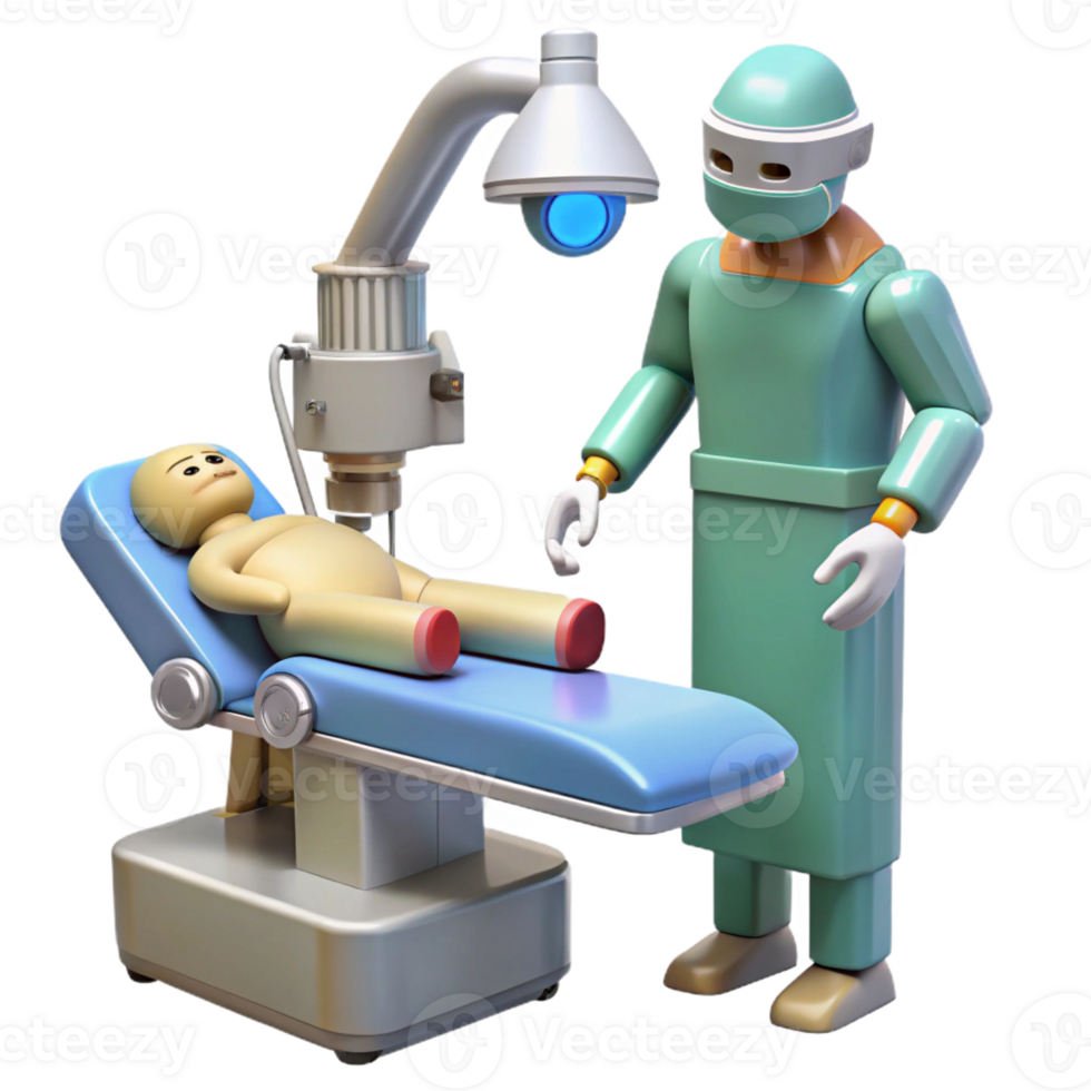 beautiful vintage A robotic surgeon performing a complex operation, sterile and bright lighting, medical illustration style genuine png