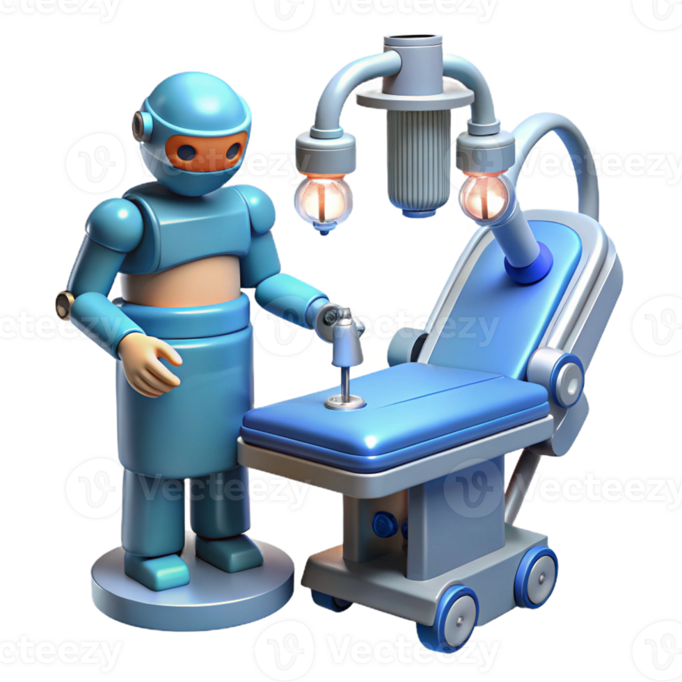 extraordinary minimalist A robotic surgeon performing a complex operation, sterile and bright lighting, medical illustration style genuine png