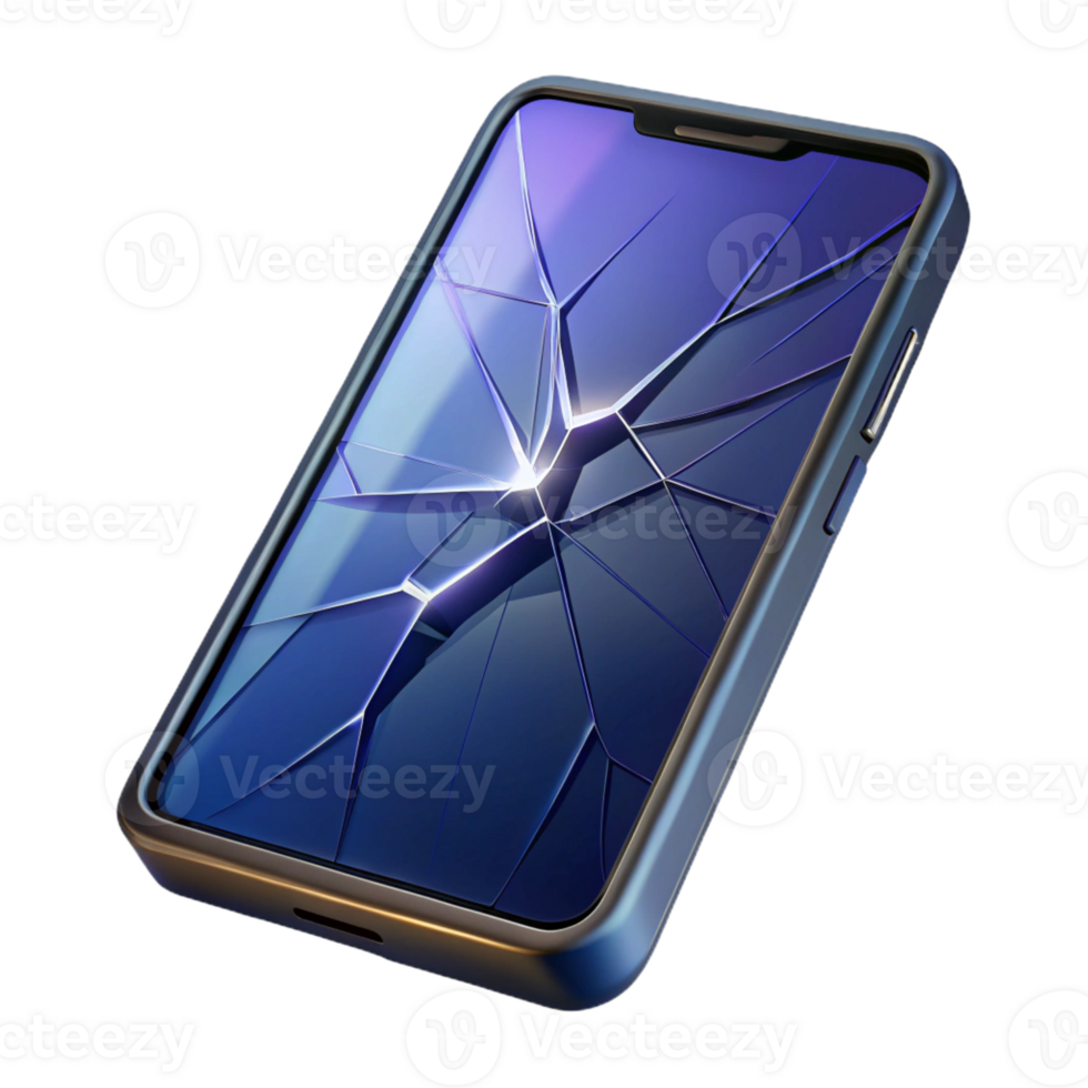 extraordinary rustic A cracked smartphone screen displaying a distorted image, dramatic lighting, realistic style original png