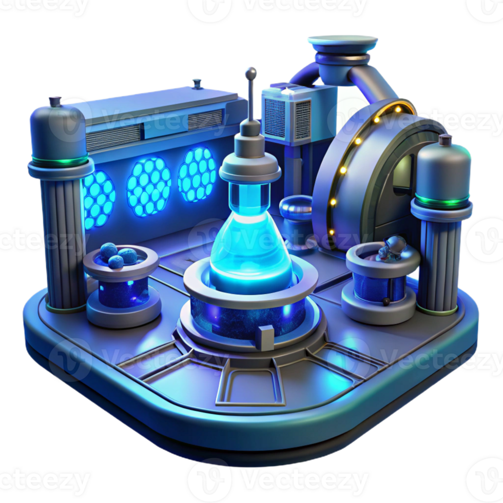 vibrant creative A futuristic laboratory filled with glowing equipment, cool blue lighting, science fiction style authentic png