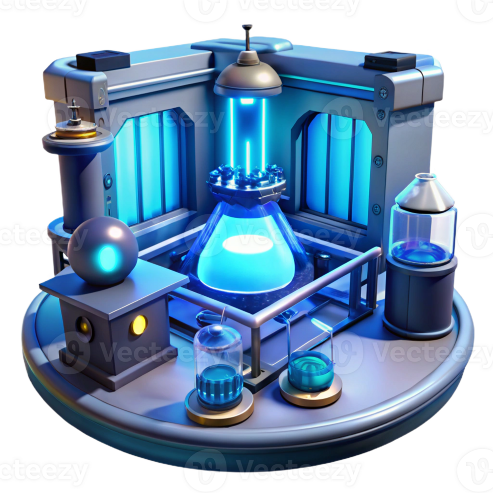 magnificent abstract A futuristic laboratory filled with glowing equipment, cool blue lighting, science fiction style detailed png