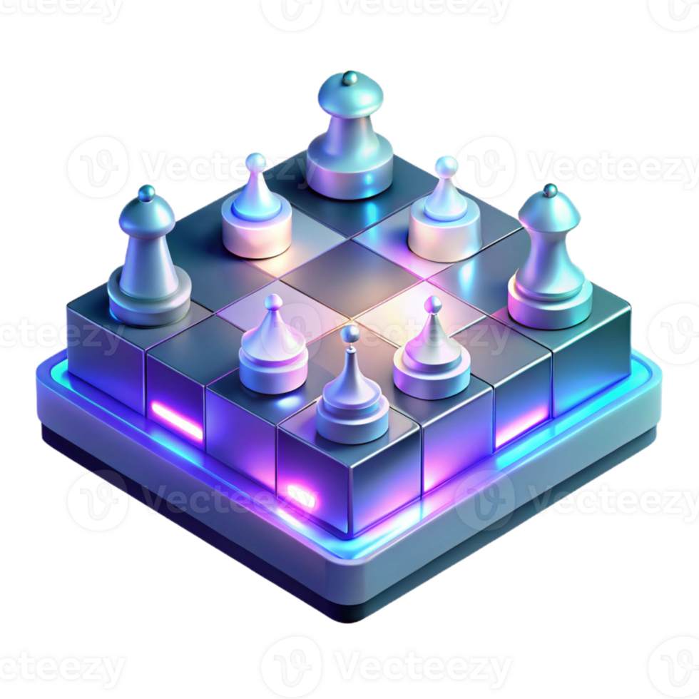 extraordinary traditional A holographic chessboard with glowing pieces, strategic lighting, futuristic and minimalist style exclusive png