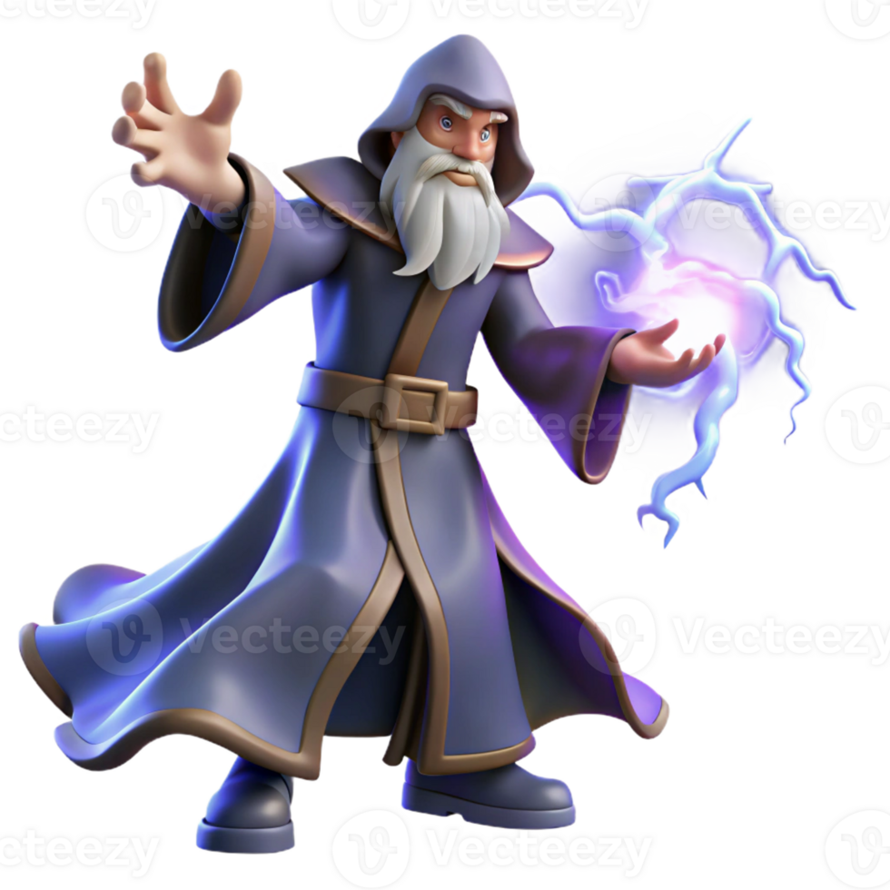 stunning traditional A powerful wizard casting a spell of swirling arcane energy, illuminated by lightning, in a dramatic, painterly style high resolution png