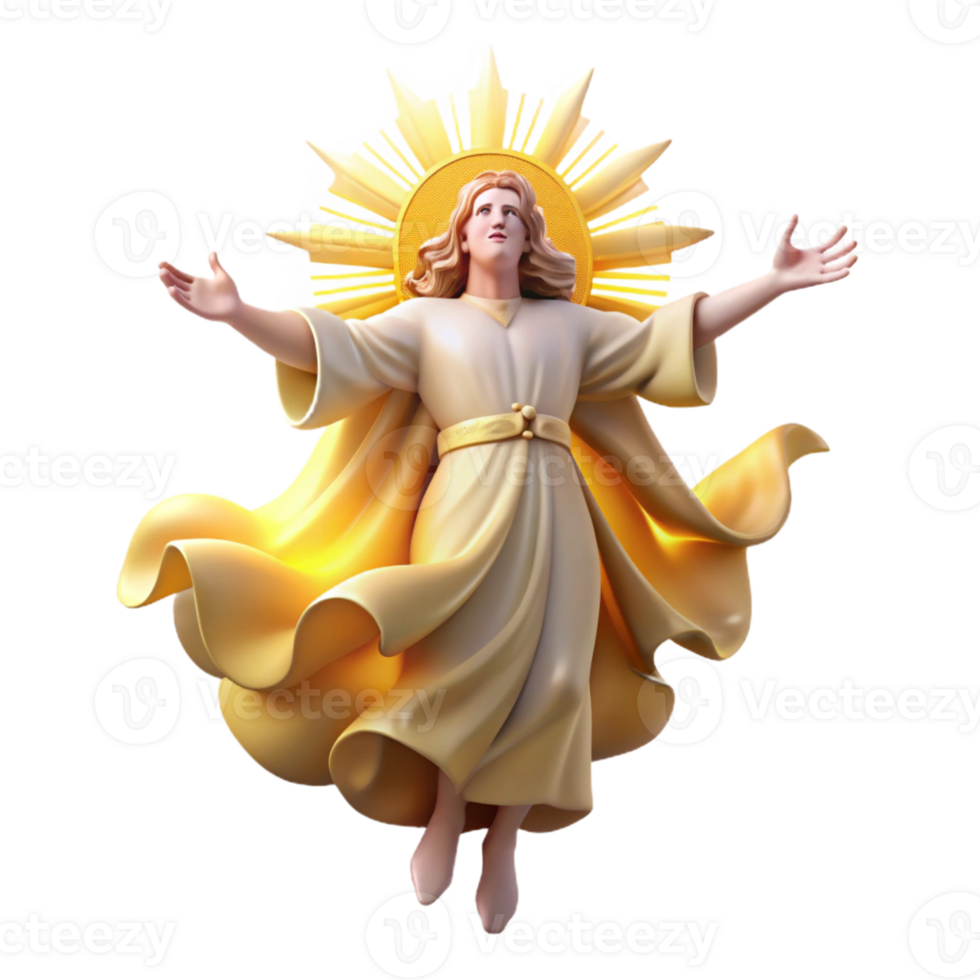 extraordinary traditional A celestial being descending from the heavens, radiating divine light, in a Renaissance-inspired style professional png