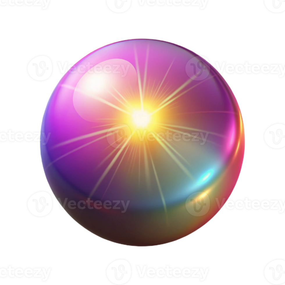 elegant contemporary A single, luminous orb emitting rays of light in a spectrum of colors, brightly lit, cosmic style premium png
