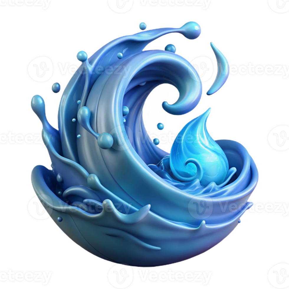 vibrant minimalist A powerful elemental being composed of swirling water, illuminated by moonlight, in a fluid, abstract style exclusive png
