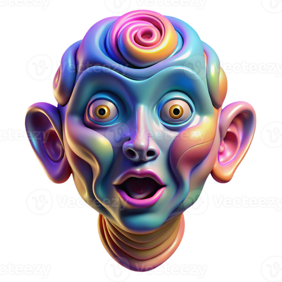 vibrant vintage A single, distorted human face composed of swirling colors, dramatically lit from below, surrealism style authentic png