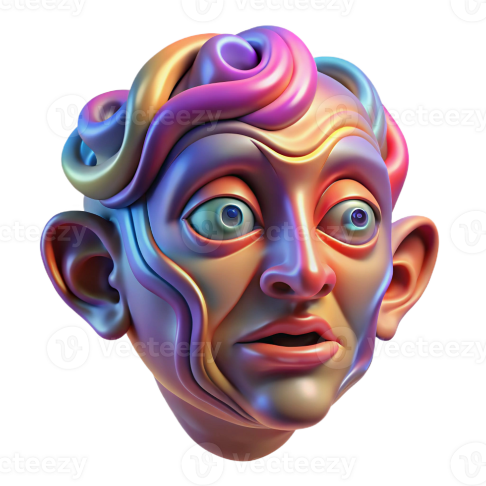 beautiful traditional A single, distorted human face composed of swirling colors, dramatically lit from below, surrealism style genuine png