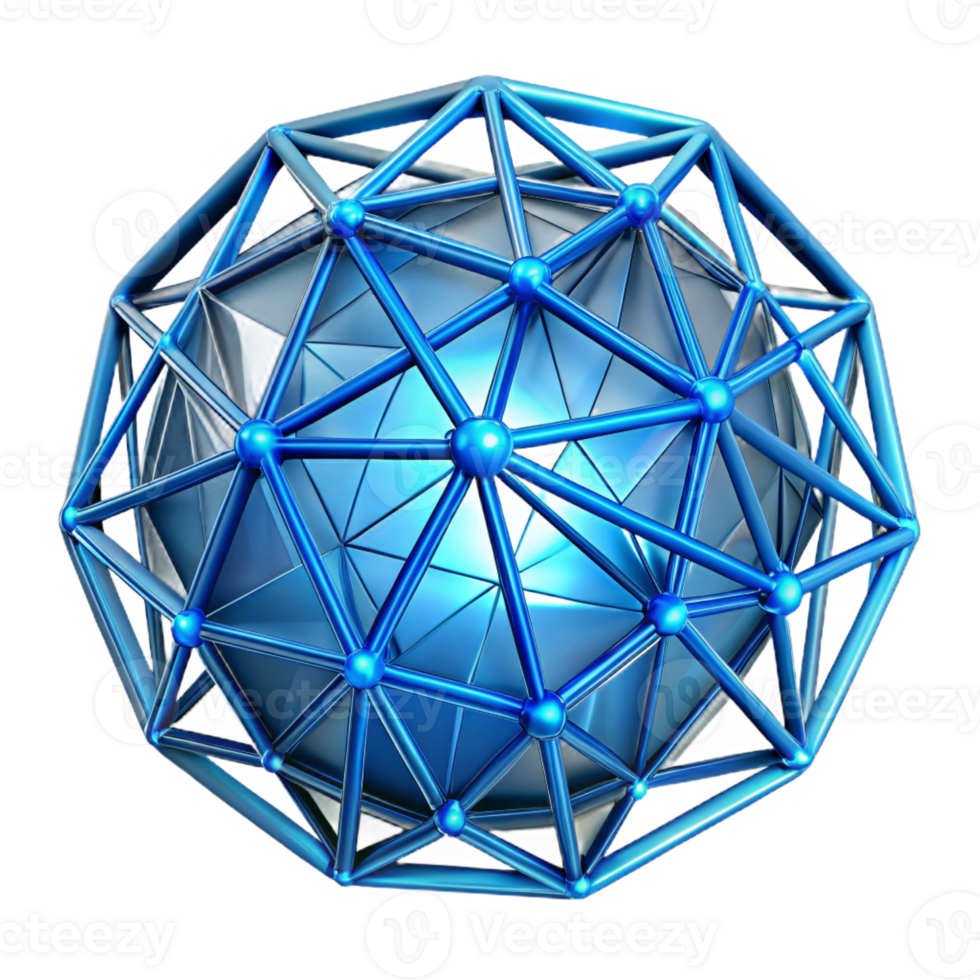 elegant abstract A web of interconnected lines forming complex geometric patterns, backlit by a cool, blue light, futuristic style high resolution png