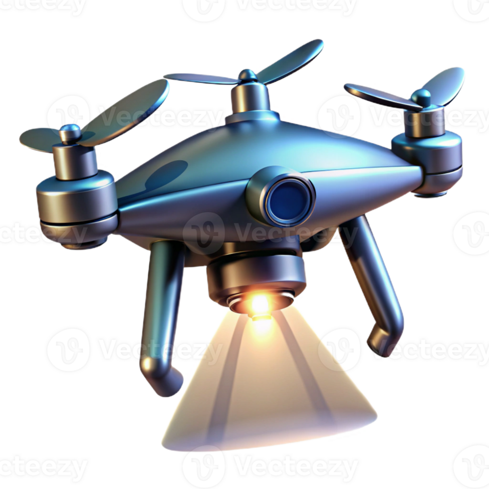 extraordinary traditional A solitary drone hovering against a dark sky, metallic finish, single spotlight from above premium png