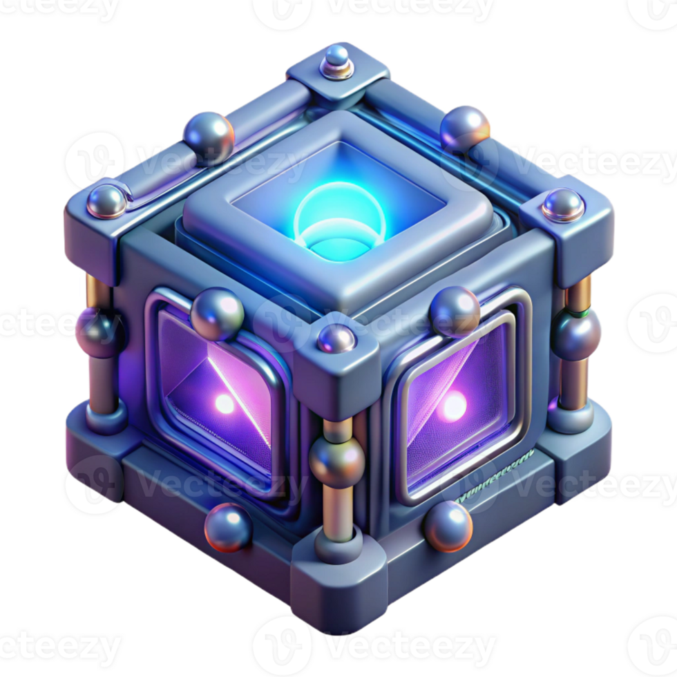 serene rustic A quantum computer, glowing with complex energy patterns, dark background, mysterious lighting authentic png