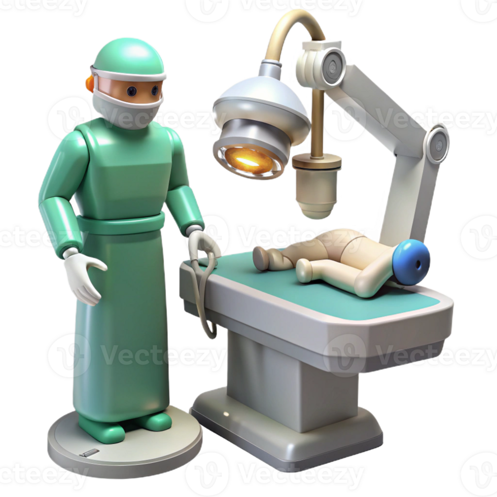 vibrant artistic A robotic surgeon performing a delicate operation, sterile environment, bright, white lighting premium png