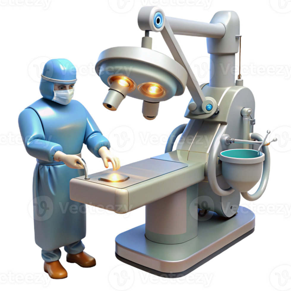 beautiful traditional A robotic surgeon performing a delicate operation, sterile environment, bright, white lighting 4K png