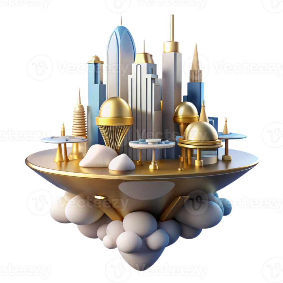 stunning traditional A futuristic city floating among the clouds, utopian design, soft, golden lighting high resolution png